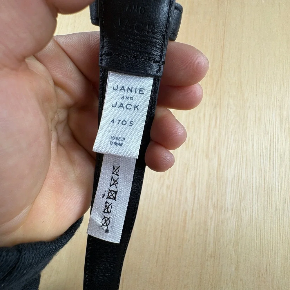 Janie and Jack Boys Black Leather Belt Size 4 to 5 Genuine Leather 100032791